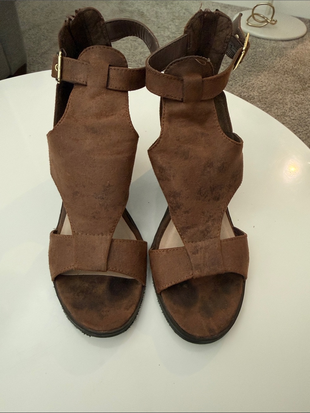 Fergalicious Brown Suede High Heel Sandals - Women